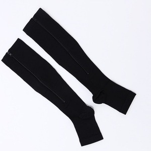 Chaussettes de compression Qt avec fermeture éclair, en soie élastique couleur chair foncée pour femmes, soutien des jambes - Product Image 2