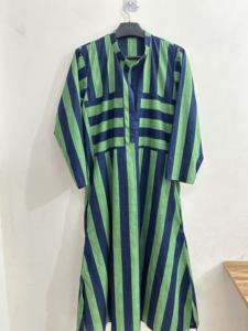 Women's <b>Summer</b> Casual Floor-Length <b>Kaftan</b> Boho Hippie Party Gown Lace Decoration Dark Pink Cotton Stripe A-Line Breathable - Product Image 1