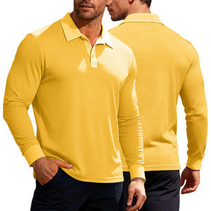 เสื้อโปโลแขนยาวผ้าวาฟเฟิลสำหรับผู้ชาย 26 ตัว สีเทาอ่อน โพลีเอสเตอร์ ชุดลำลองสวมใส่สบาย ปกติดกระดุม DF-84 - Product Image 2