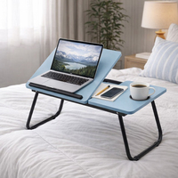 Bureau portable pliable et extensible OEM avec logo personnalisé, petite table de lit avec tiroir et support pour appareils, idéal pour les étudiants