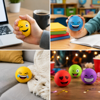 Balle anti-stress BSBH en PU avec emojis, à presser pour soulager l'anxiété, balle de préhension douce et élastique pour soulager le stress