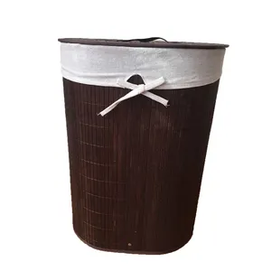 Faltbarer Bambus-Wäsche korb mit Deckel Entfernen Sie den wasch baren Futter-Aufbewahrung skorb
