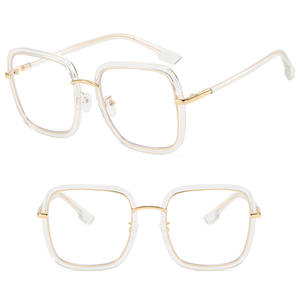 Gafas DL Marco de gafas de forma cuadrada Miopía Anti luz azul TR90 Lente plana transparente Marco grande Marco óptico - Product Image 6