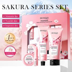 BIOAQUA Serie Sakura, Set de 4 Piezas, Loción Corporal Hidratante y Nutritiva, Crema de Manos, Reparación de Labios y Piel, Set de Regalo con Fragancia para Invierno - Product Image 2