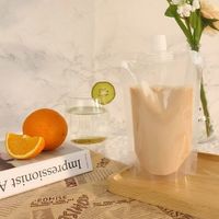 Pochettes souples en gros avec bec verseur 100ml 200ml 500ml – Plusieurs tailles disponibles, impression personnalisée, emballage transparent pour jus et boissons, pochette stand-up