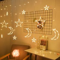 Décorations personnalisées pour l'Aïd Moubarak, lumières de Ramadan, lumières LED en forme de lune et d'étoile, rideau lumineux, lumières de fête