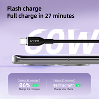 Kabel HYTO PD 60W Tipe C ke C USB Type-C 3A Pengisian Cepat untuk Ponsel, MacBook, iPad, Oneplus, Xiaomi, iPhone 15