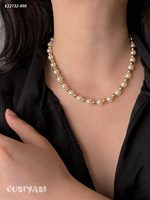 Colliers pendentifs en perles élégants et très vendus, avec perles de fausse perle et perles métalliques dorées mélangées, longue chaîne, pour tenue de soirée romantique