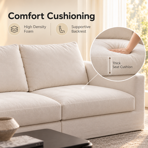 Modern 4 Seater Fabric <b>Sofa</b> with Thick Foam Seat Cushions Supportive Backrest and Solid <b>Wood</b> <b>Frame</b> for Spacious Living Rooms - Product Image 3