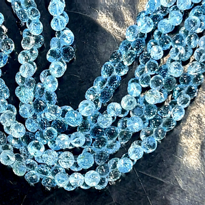 Cuentas Sueltas Facetadas de Topacio Azul Natural, Grado AAA, Certificadas por Terceros, para la Elaboración de Joyas, Cuentas de Piedra de 6-7 mm, Hilo de Cuentas para Colgantes - Product Image 1