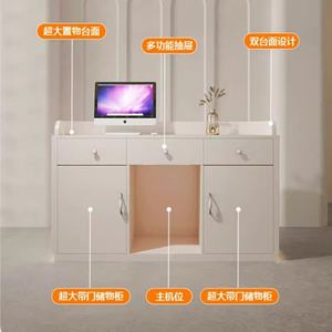 Bureau de réception moderne d'angle rond pour 2 personnes, salon de beauté avec comptoir de caisse, table de réception blanche bon marché pour bureau - Product Image 4