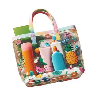 <b>Large</b> Transparent Clear PVC Tote <b>Bag</b> Summer Waterproof Shoulder <b>Beach</b> <b>Bag</b> With Letter Pattern for Women Girls - Product Image 1