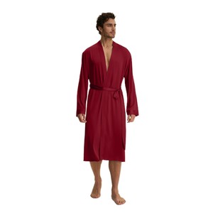 Setelan Piyama Pria Satin Lengan Panjang 2026 Warna Solid Nyaman untuk Bersantai di Rumah - Product Image 5