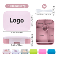 Nouveau modèle Boîte à lunch réutilisable à 5 compartiments Conteneurs de stockage des aliments en plastique sans BPA Boîte à lunch bento durable pour enfants avec couvercle