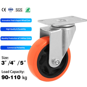 Roues pivotantes robustes de 100 mm avec frein total, roulement à billes et placage électrophoretique pour chariots - Product Image 3