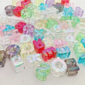 Rainbow Light Clear Alphabet <strong>Beads</strong> UV Coated Acrylic 26 Letters <strong>Large</strong> Through Hole for DIY Phone Strap <strong>Bracelet</strong> - Product Image 3