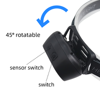 Linterna Frontal Recargable de 3 LED con Iones de Litio, Súper Brillante, Haz de Luz Ajustable, Sensor de Movimiento Manos Libres, para Camping, Senderismo, Correr, Pesca