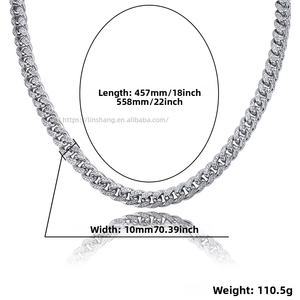 European American <b>Cross</b>-border for Men's Women's Trendy Clavicle Necklace Street Dance Accessories Zircon <b>Chain</b> - Product Image 4
