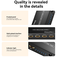 VegGieg 1x4 HDMI Splitter 1 in 4 Out 4K HD Distributor Video Indikator LED Cangkang Logam untuk Monitor TV Proyektor