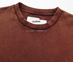 Cuciture da cucire con bordo grezzo, tranne costola in sovrappeso, designer con logo personalizzato per la mia maglietta con lavaggio a sabbia di marca - Product Image 3