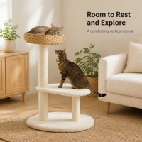 Lit tressé pour chat, zones de repos rembourrées et douces, poteaux à gratter enveloppés, perchoirs d'escalade, espace de sieste intérieur, mobilier pour chat, arbre à chat