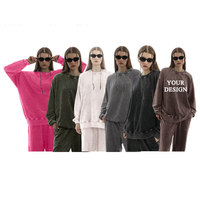Pulls à col rond tendance délavés à l'acide, vente chaude 2025, confortables, doux, élégants, unisexes, doublés, 100% coton, imprimé vintage à la demande