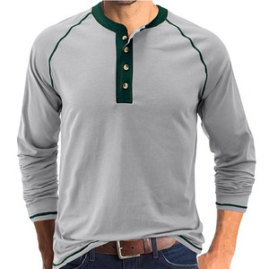 Liquidation ventes hommes grande taille <span class=keywords><strong>chemise</strong></span> décontractée à manches longues col en V boutonné t-shirt haut confort coupe mode travail coupe décontractée - Product Image 4