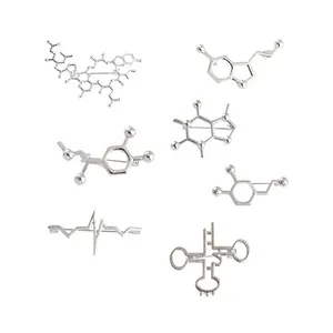 定制金属锌合金RNA 5-羟色胺分子结构化学胸针翻领搪瓷别针