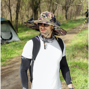 Sombrero con Ventilador Solar Ajustable de 60 cm de Ala Ancha, Doble Ventilador de Refrigeración y Protección UV, Gorra de Pesca Recargable con Patrón Impreso - Product Image 5
