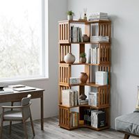 Étagère d'angle moderne en chêne, bibliothèque ouverte à 4 niveaux, organisateur de rangement peu encombrant pour salon, chambre, bureau à domicile, facile à assembler