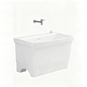 Évier à linge rectangulaire profond en céramique sur pied Aivijia avec robinet pour balcon - Product Image 1
