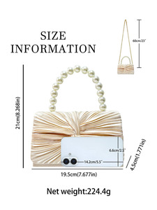 Bolso de Fiesta PLAYMAX para Mujer, Diseño Cuadrado Horizontal con Cierre Magnético, Adornado con Cuentas y Cristales, en Poliéster, Venta al Por Mayor - Product Image 6