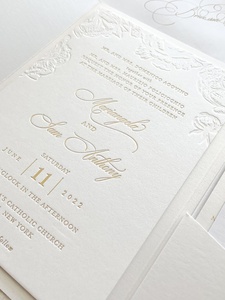 Biglietti d'invito in cartone di cotone Premium di fascia alta personalizzati cartoline in oro che stampano cartoline rigide con copertina rapida per affari e matrimonio - Product Image 5