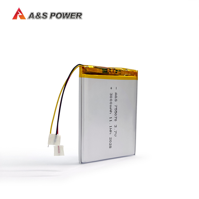 Large Capacity 755070 3000mAh 3.7V Lithium Polymer Battery, Suitable for Medical Devices with UL/CB/KC/CE Certification