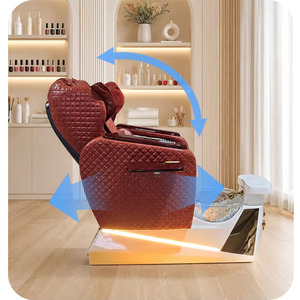 Sillón Profesional de Pedicura Acolchado en Cuero Rojo, Multifuncional, con Asiento Amplio y Cómodo para Masajes, Mueble para Salón de Belleza y Spa de Pies - Product Image 6