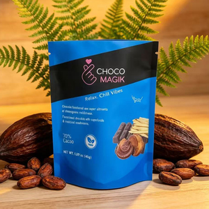 Custom Printed Blue Stand Up Bags High Barrier Foil Food Bag For Dark Chocolate Snack Cacao Functional Food Packaging - Product Image 1
