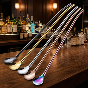 Stainless Steel Drinking <b>Straws</b> 5 Pack Reusable <b>Metal</b> Cocktail Stirrers Modern Bar Accessories Rainbow - Product Image 5