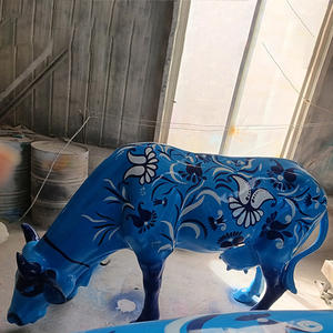 Açık fiberglas heykel özelleştirilmiş hayvanlar boğa heykeli inek süt sığır resimleri dekoratif süsler - Product Image 5