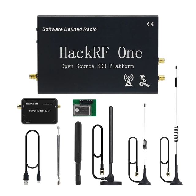 GGDX 1MHz-6GHz HackRF One R9 V2.0.1 SDR Software Defined Radio Assembled Black with LNA Antennas