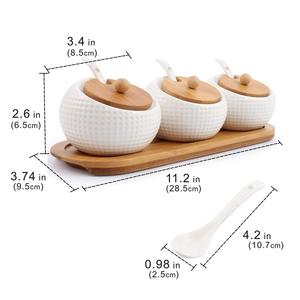 Ceramic <strong>Spice</strong> Jars Pour Spout Bamboo Lids Customized Natural Seasoning <strong>Condiment</strong> <strong>Spice</strong> Container Tools Wood Kitchen Accessories - Product Image 6