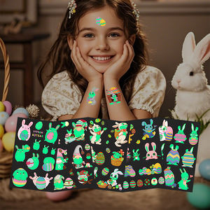Lapin de Pâques à la mode et autocollant de tatouage <span class=keywords><strong>temporaire</strong></span> d'oeuf foncé pour les enfants matériel de papier blanc de conception de visage et de corps imperméable - Product Image 1