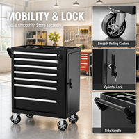 Armoire à outils à roulettes à 7 tiroirs, capacité de 400 kg, chariot d'atelier en acier industriel, coffre à outils mobile pour garage