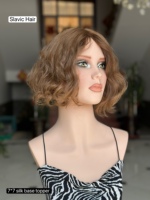 Perruque en cheveux humains casher SHY, avec dessus en dentelle, cheveux vierges bruts, couleur brun naturel, nœuds doux, aspect naturel, sur mesure
