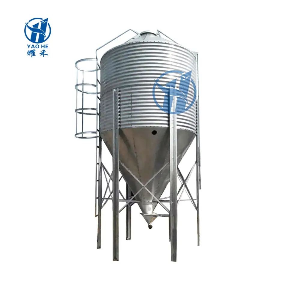 Silo de almacenamiento de grano de maíz de acero galvanizado en caliente de 275G para depósito de granos/cerdo aves de corral pollo Silo de alimentación animal para alimentación