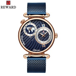 นาฬิกาข้อมือผู้หญิง Wholesale Sport REWARD รุ่นหรูหรา สายสแตนเลสสตีล ขนาด 22 มม. หน้าปัดคู่ ควอตซ์ กันน้ำ สไตล์ลำลอง - Product Image 6