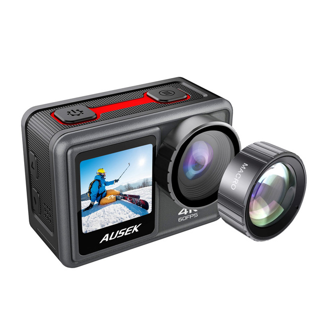 2024 New Arrival Ausek S81ER Action Sport Camera Wifi for Security Outdoor 4K with Waterproof Waterproof Dual Screen 10x - 20x
