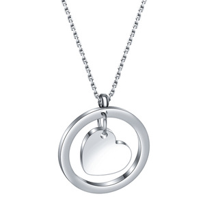 Collier avec pendentif en forme de cœur en acier inoxydable avec design de cercle creux pour un usage quotidien, cadeau - Product Image 1