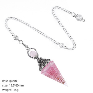 Pendule de divination et de guérison en pierre naturelle, cône hexagonal à pointe unique, en œil de tigre et améthyste, multi-matériaux, pour la sorcellerie - Product Image 6
