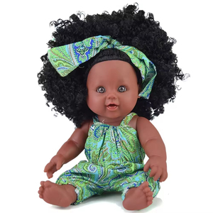 Venta al por mayor personalizado directo de fábrica negro Baby Doll africano 30cm Pretty Baby Girl cuerpo completo muñecas negras con pelo Afro - Product Image 3