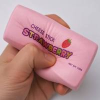 Vente en gros – Jouet anti-stress en mousse PU souple à rebond lent, en forme de bâton de fromage rose de 24 cm, barre de beurre fraise, pour enfants de 5 à 7 ans